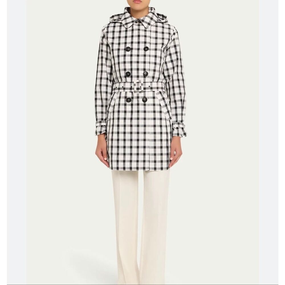 Jane Post $495 Vichy Check Double Breasted Trench Coat Women’s Medium NEW
